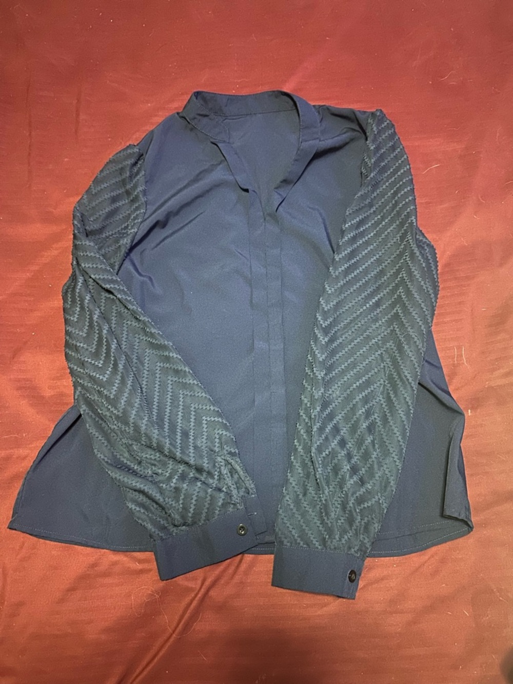 SHEIN Navy Blue Long Sleeve Blouse